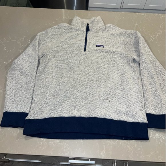 Patagonia Woolyester Fleece Pullover - Cream/Blue - XL - Picture 2 of 6